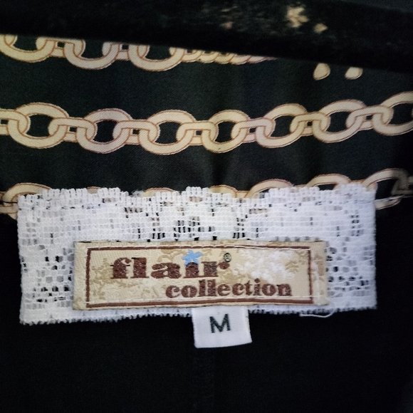 Flair Collection Black with Gold Chain Print Dress, Medium - Picture 4 of 11